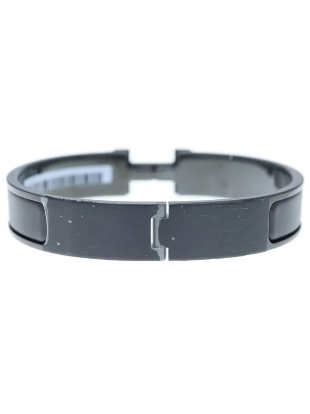 Hermes Click Logo Enamel Bangle Bracelet Black